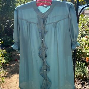 Jon & Anna Teal Ruffle Blouse